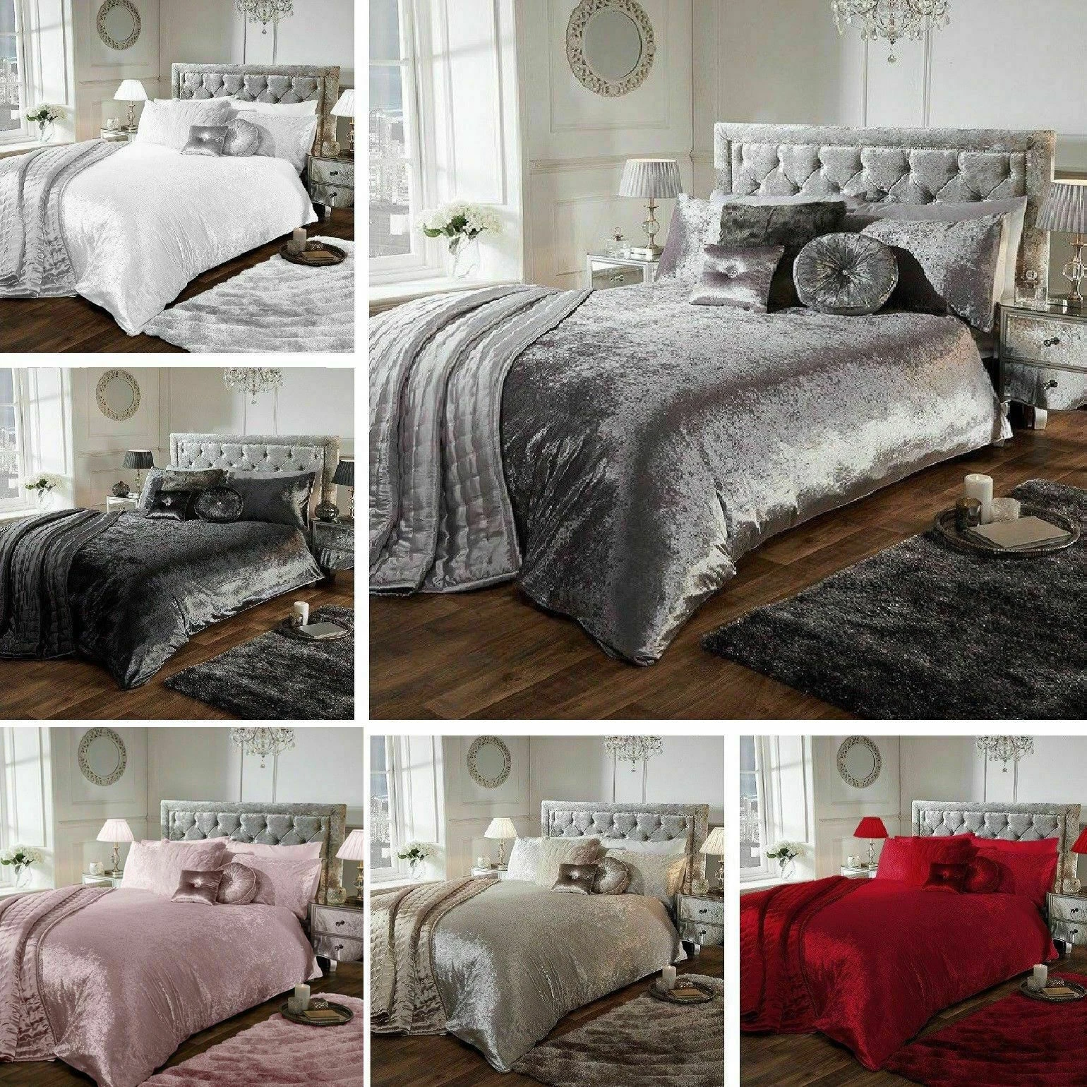 Luxury Crushed Velvet Duvet Cover Quilt Soft Cosy 